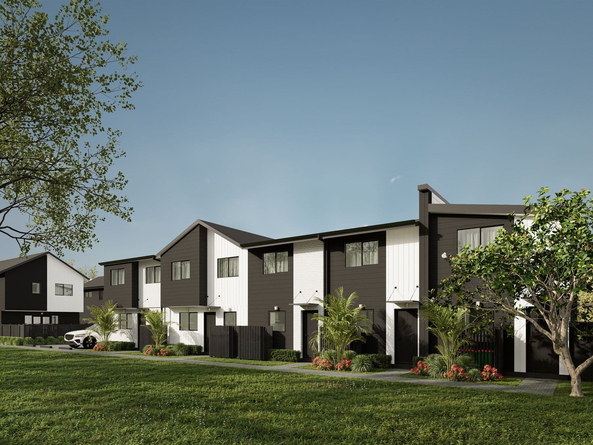 A completed Homes by Pillar townhouse development in Auckland